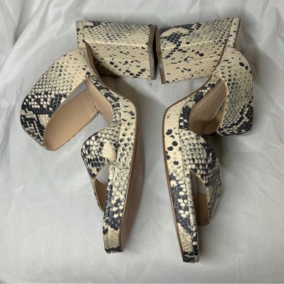 Nordstrom B.P. Karly Open Toe Strappy Square Toe Chunky Heel Snake Reptile 9.5 - Picture 4 of 12